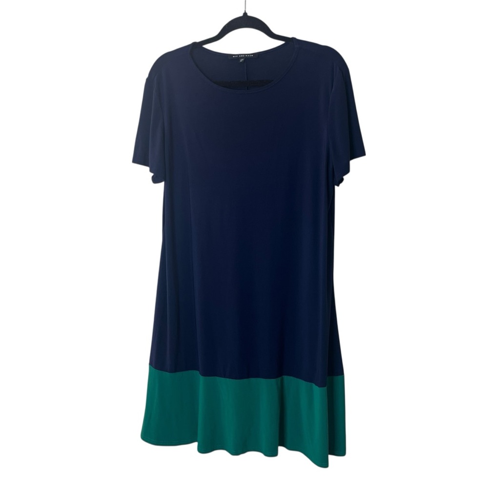 Nik and Nash Navy and Teal Color Block Dress Sz XL